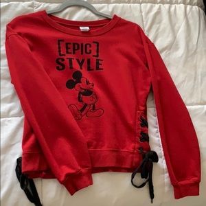 Juniors bright red sweatshirt